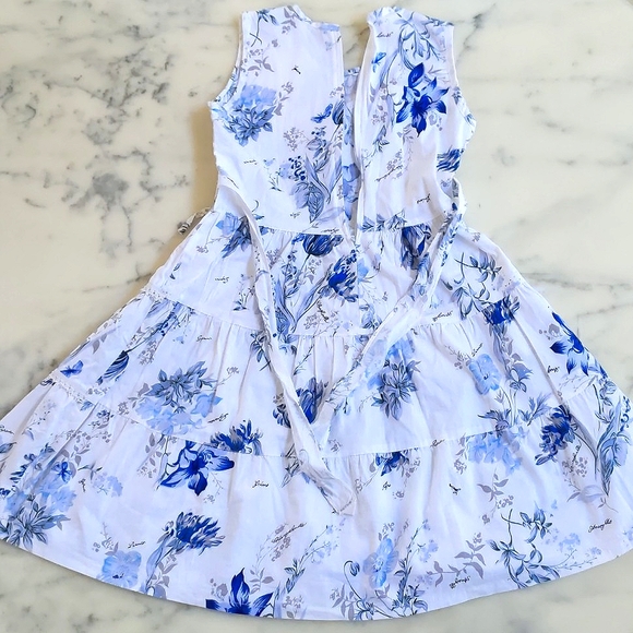 NWOT. Multi Color Floral Ruffle Dress with 3D Flowers, laces and Matching Hat. - Picture 7 of 8